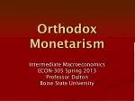 Orthodox Monetarism - slide 1