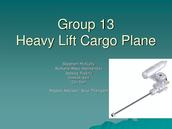 group 13 heavy lift cargo plane