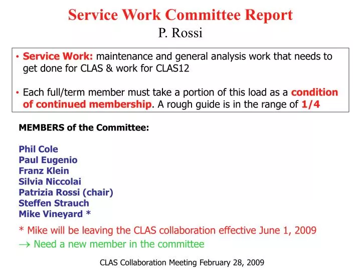 service work committee report p rossi