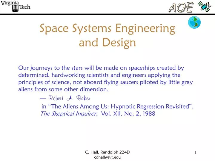 space systems engineering and design