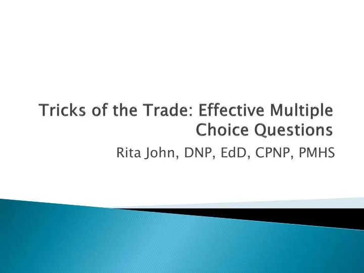 tricks of the trade effective multiple choice questions