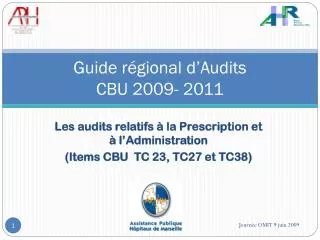Guide régional d’Audits CBU 2009- 2011