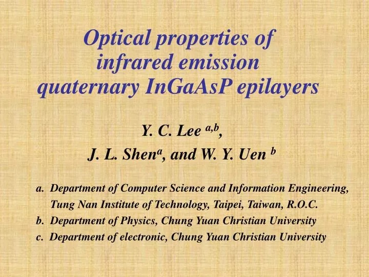 optical properties of infrared emission quaternary ingaasp epilayers