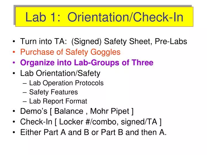 lab 1 orientation check in