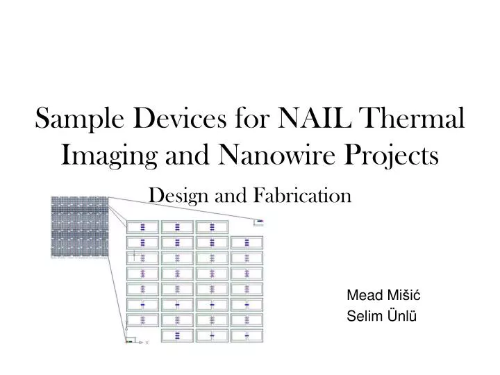 sample devices for nail thermal imaging and nanowire projects