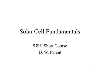 Solar Cell Fundamentals