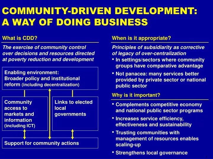 community driven development a way of doing business
