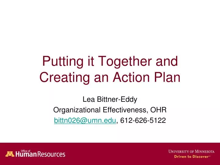 putting it together and creating an action plan