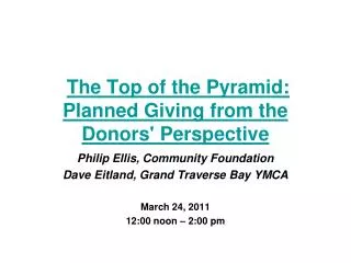 the top of the pyramid planned giving from the donors perspective