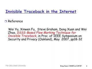 Invisible Traceback in the Internet