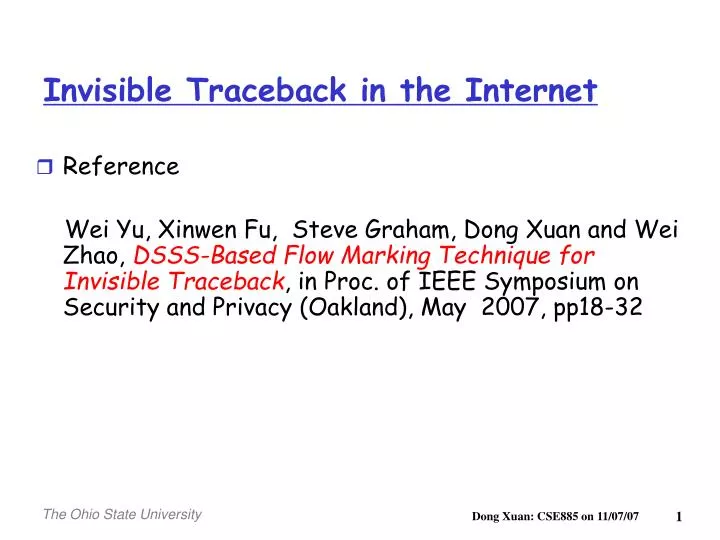 invisible traceback in the internet