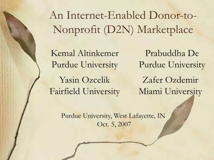 an internet enabled donor to nonprofit d2n marketplace