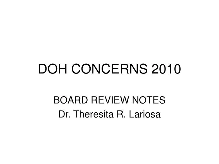 doh concerns 2010