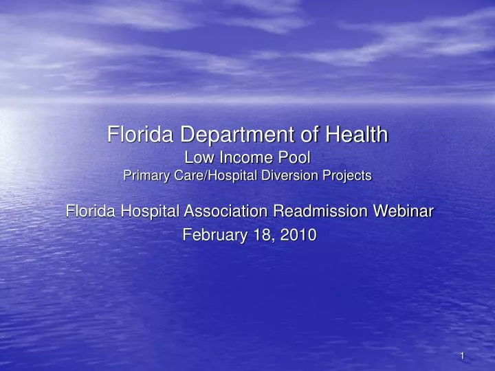 florida department of health low income pool primary care hospital diversion projects