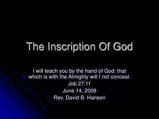 The Inscription Of God