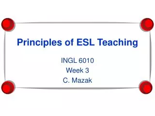 Principles of ESL Teaching