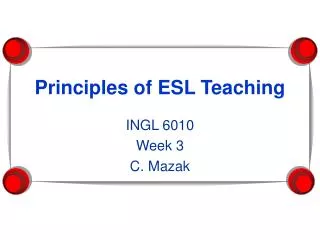 principles of esl teaching