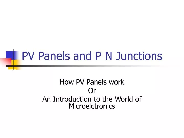 pv panels and p n junctions