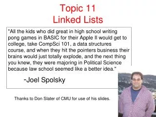 Topic 11 Linked Lists
