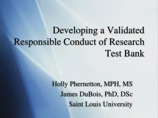 Developing a Validated Responsible Conduct of Research Test Bank