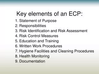 Key elements of an ECP: