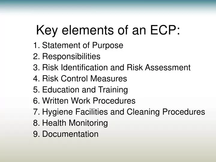 key elements of an ecp