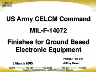 US Army CELCM Command MIL-F-14072 Finishes for Ground Based Electronic Equipment