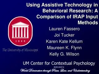 Using Assistive Technology in Behavioral Research: A Comparison of IRAP Input Methods