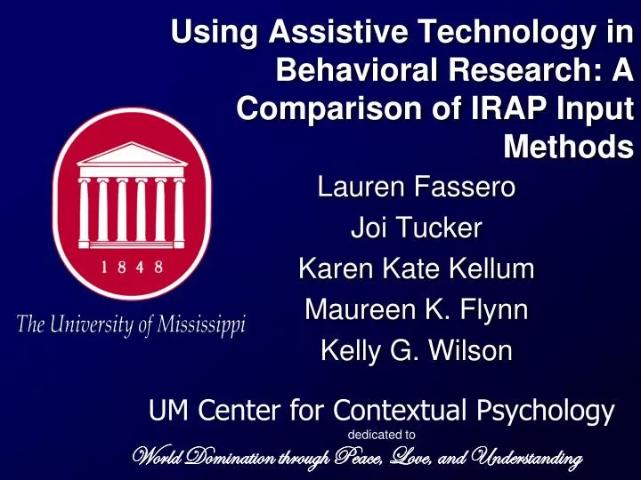 using assistive technology in behavioral research a comparison of irap input methods