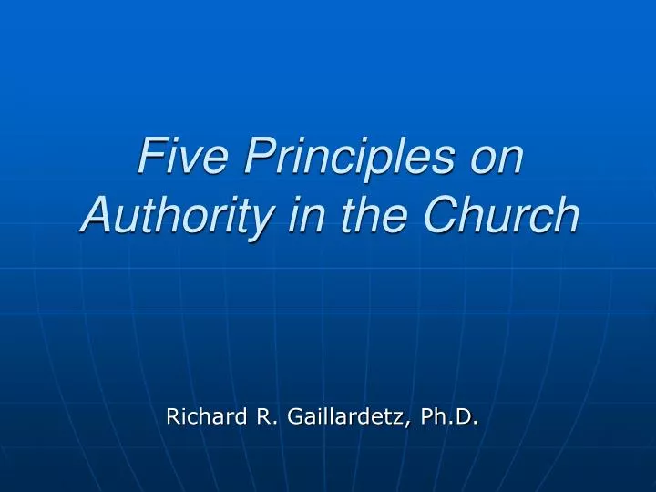 five principles on authority in the church