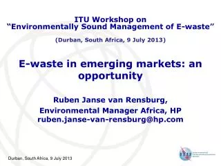 E -waste in emerging markets: an opportunity