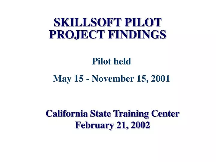 skillsoft pilot project findings