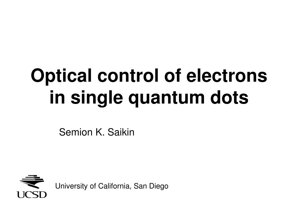 PPT - Optical control of electrons in single quantum dots PowerPoint ...