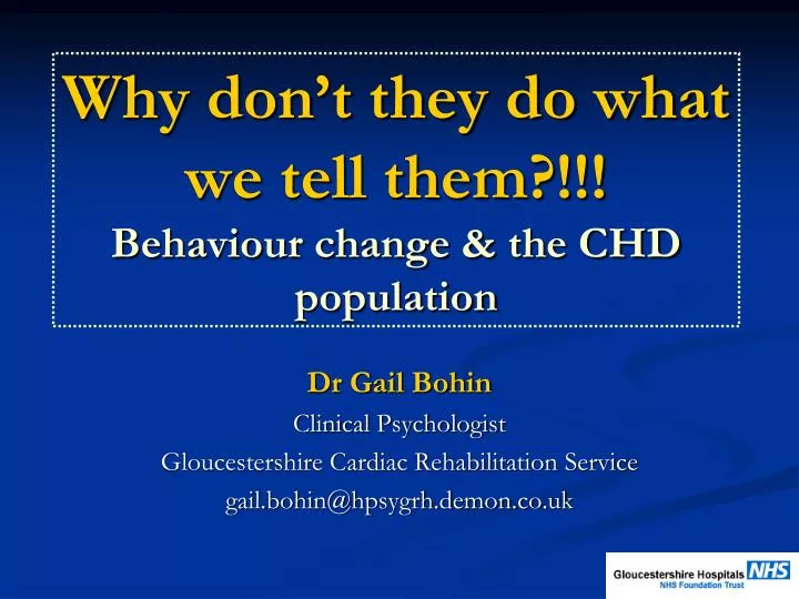 why don t they do what we tell them behaviour change the chd population