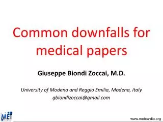 Common downfalls for medical papers