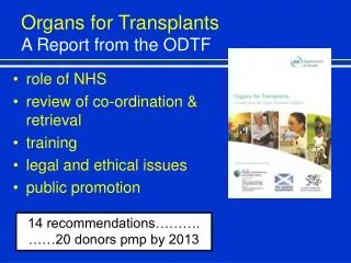 Organs for Transplants A Report from the ODTF