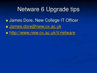 Netware 6 Upgrade tips