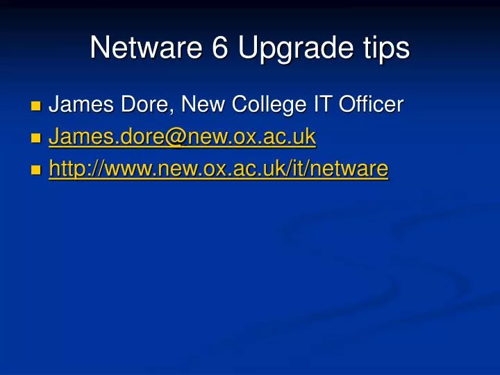netware 6 upgrade tips