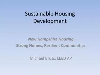 Sustainable Housing Development