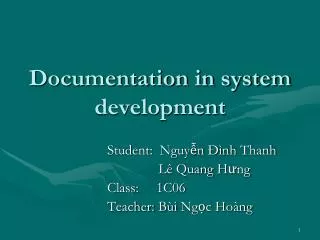 Documentation in system development