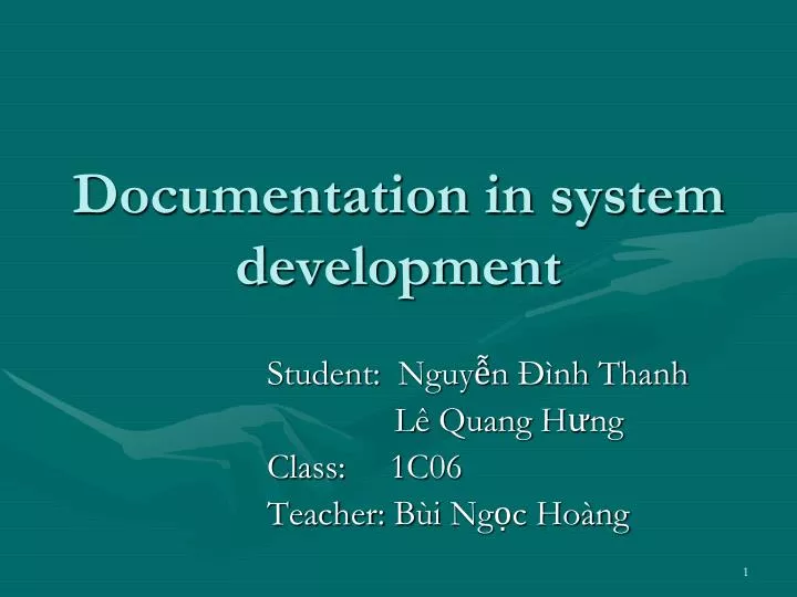 documentation in system development