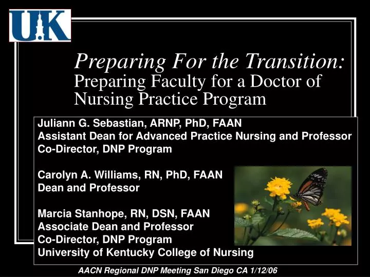 preparing for the transition preparing faculty for a doctor of nursing practice program