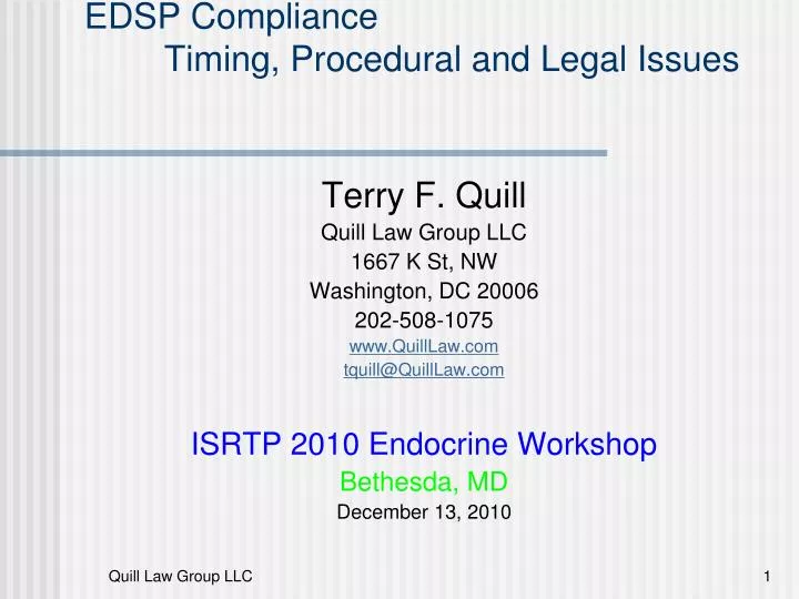 edsp compliance timing procedural and legal issues