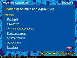 Section 3: Animals and Agriculture