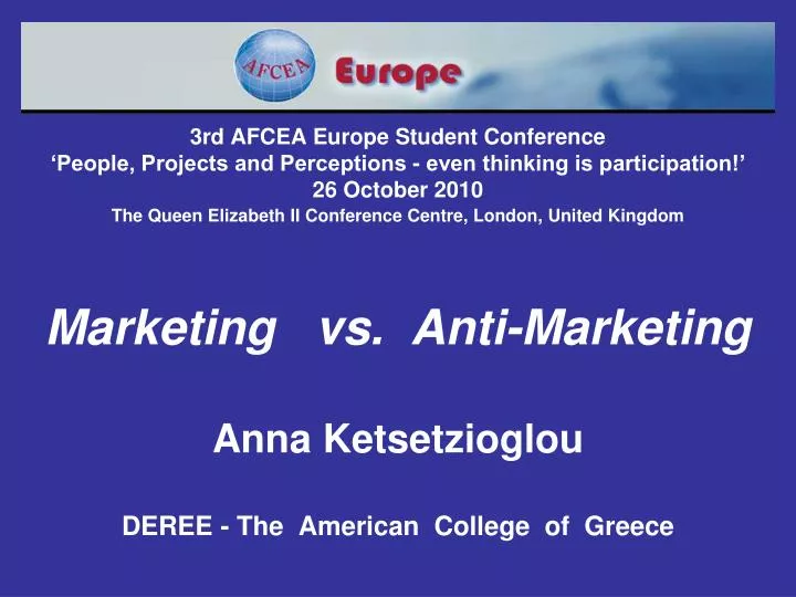 marketing vs anti marketing anna ketsetzioglou deree the american college of greece