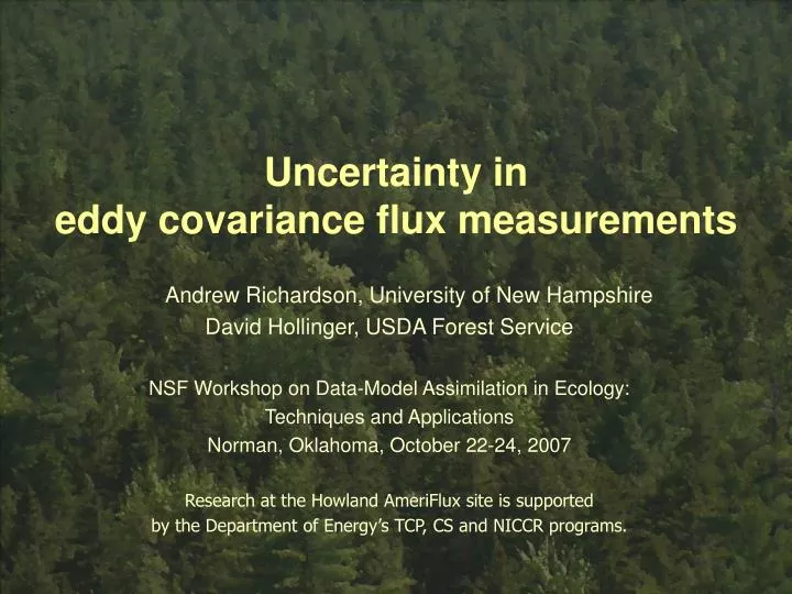 uncertainty in eddy covariance flux measurements