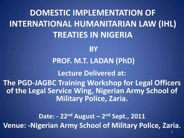 domestic implementation of international humanitarian law ihl treaties in nigeria