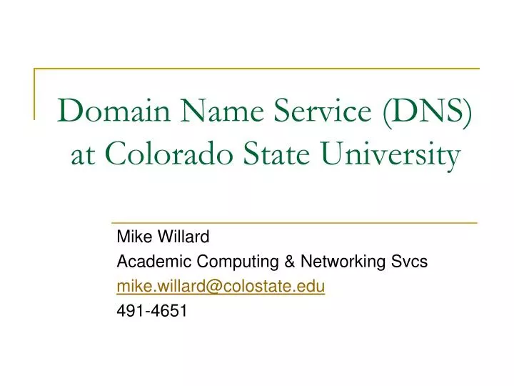 domain name service dns at colorado state university