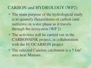 CARBON and HYDROLOGY (WP2)