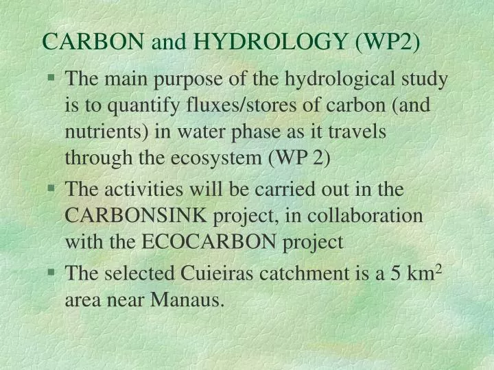 carbon and hydrology wp2
